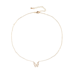 Elegant gold butterfly pendant necklace with sparkling diamonds on a delicate chain