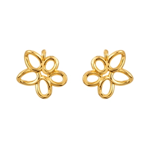 Elegant gold hollow five-petal flower stud earrings with a minimalist metallic design