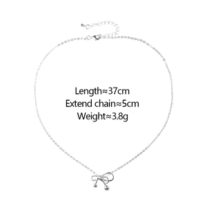 Silver bow necklace with 37cm length and 5cm extension chain details shown