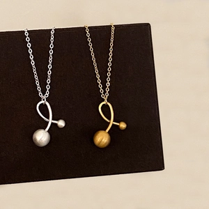 Minimalist Copper Necklace For Women Double Ball Geometric Abstract Pendant Luxury Gold Silver Plated Fashion Jewelry