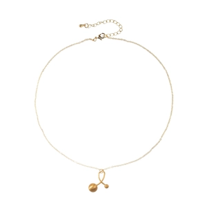 Minimalist gold chain necklace with artistic double sphere pendant and adjustable clasp
