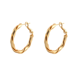 Elegant matte gold twisted hoop earrings with minimalist spiral design for women
