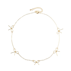 Elegant gold metal necklace with five dainty butterfly pendants on a pure white background