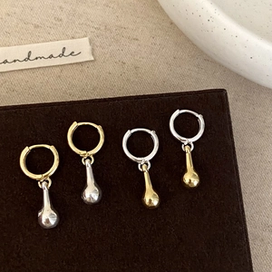 Boucles D'oreilles Pendantes Goutte Cuivre Poli Bicolore Or Argent Minimaliste Géométrique Bijoux Chic Moderne Pour Femmes
