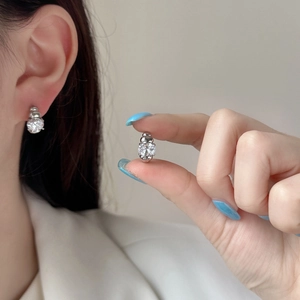 Minimalist silver stud earrings with sparkling cubic zirconia and bead accent for women