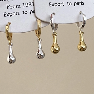 Boucles d'oreilles pendantes en forme de goutte, tons or et argent, finition miroir
