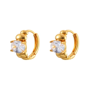 Elegant gold hoop earrings with oval cubic zirconia, minimalist luxury design for women