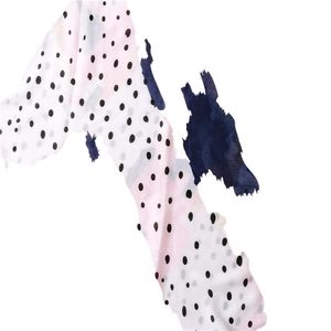Écharpe douce en coton et lin à pois avec imprimé artistique rose et bleu pour femmes