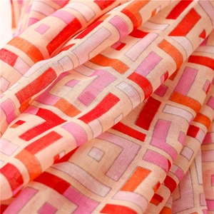 Detailed close-up showing soft texture and geometric print of the beach shawl
