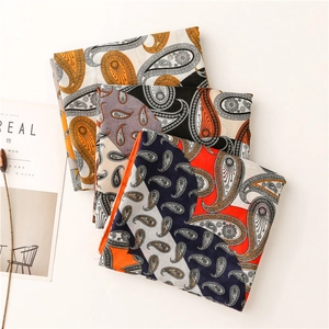 Écharpes légères en coton et lin pour femmes avec motifs paisley multicolores