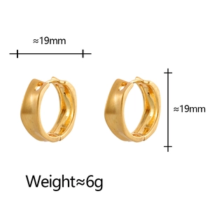 Minimalist brushed gold hoop earrings 19mm diameter lightweight 6g round jewelry