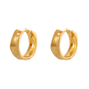 Minimalist gold hoop earrings with brushed matte finish and irregular wave texture