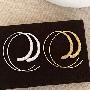 Boucles D'oreilles Créoles En Cuivre Dépoli Vintage Bijoux Géométriques Ronds Simples Plaqué Or Argent Pour Femmes