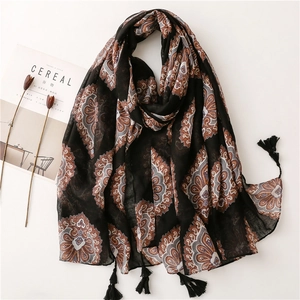 Châle Bohème À Motifs Paisley Pour Femmes En Fil De Bali Polyester Avec Glands Vintage