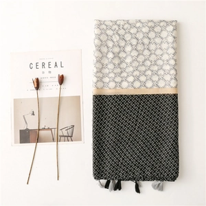 Chic long scarf with star pattern and geometric patterns with elegant tassels for women