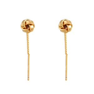Boucles d'oreilles pendantes à nœud d'amour doré torsadé avec finition polie