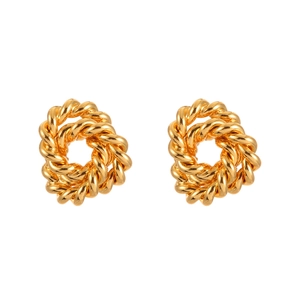 Élégantes boucles d'oreilles créoles torsadées dorées au design minimaliste en spirale