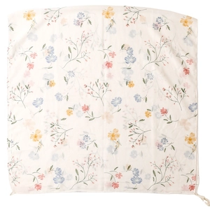 Elegante sciarpa in cotone bianco con stampa floreale e nappe fatte a mano
