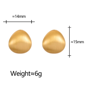 Minimalist brushed gold irregular teardrop stud earrings 14mm size for women