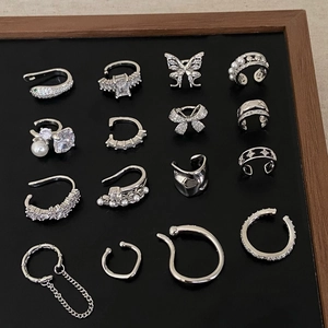 Silver Plated Copper Ear Cuffs Non Piercing Zircon Artificial Pearl Exquisite Minimalist C Shaped Jewelry For Women