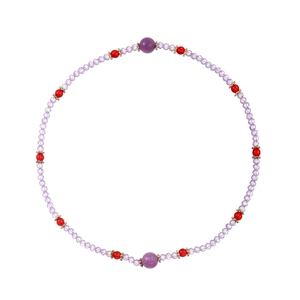 Elegant double-layer amethyst bead bracelet with purple crystals and gold accents