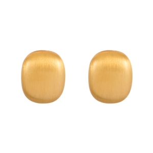 Boucles d'oreilles ovales géométriques dorées minimalistes avec fini métal brossé