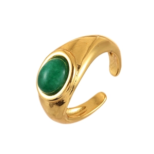 Vintage gold open ring with an oval green cat-eye stone for an elegant daily look