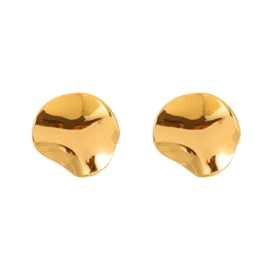 Élégantes boucles d'oreilles dorées irrégulières avec finition miroir ondulée