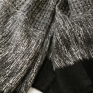 Écharpe en coton et lin au motif abstrait artistique noir et blanc avec texture