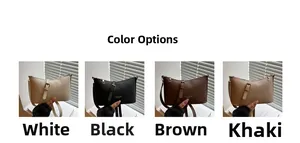 Detail view of fashion minimalist PU leather underarm bags in white black brown and khaki