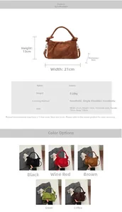 Détails du sac nuage plissé en daim avec dimensions 21x13x8cm et cinq coloris au choix