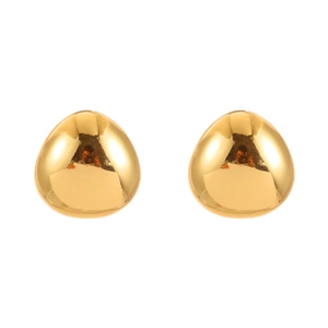 Minimalist teardrop gold stud earrings with a high-polished metallic mirror finish