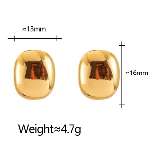 Boucles d'oreilles haricots dorés minimalistes avec fini poli et dimensions 13x16mm
