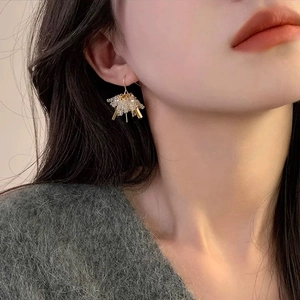 Crystal Tassel Drop Earrings With Silver Earring Post Copper Metal Bar Geometric Dangle Jewelry For Women