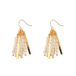 Elegant gold fringe earrings with cascading crystal tassels for women's jewelry collection