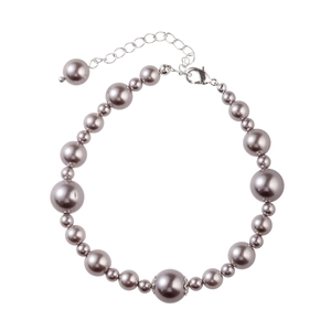 Elegant gradient grey pearl bracelet with adjustable silver metal clasp on white background