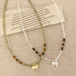 Collier Pendentif Coeur Élégant En Cuivre Avec Künstliche Perle Zircon Et Künstliche Perles Facettées Bijoux Vintage Faits Main
