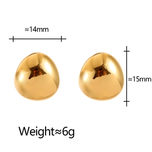 Orecchini a lobo minimalisti in oro lucido a forma di goccia 14mm x 15mm per donna