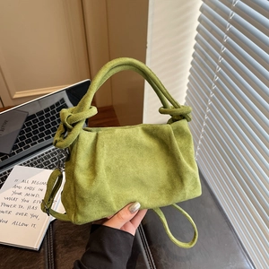 Sac à Main en Suède Froncé Avec Poignée à Nœud Sac à Bandoulière Plissé Pour Femmes Sac Croisé Minimaliste Mode Quotidienne