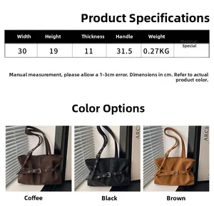 Size chart and dimensions for the minimalist large capacity grain leather shoulder bag