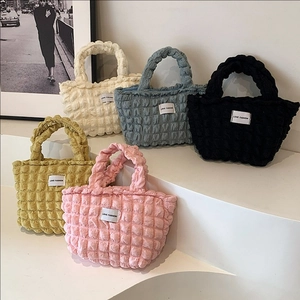 Sac À Main Fourre-Tout Popcorn À Bulles Pour Femmes Tissu Texturé Plissé Ridé Doux Décontracté Léger Style Coréen Mode