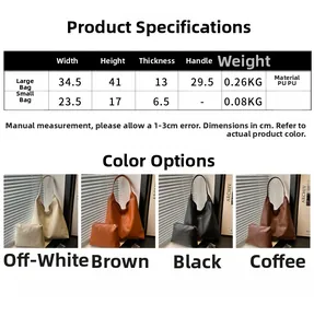 Guide des tailles et couleurs pour grand sac cabas en similicuir avec porte-monnaie