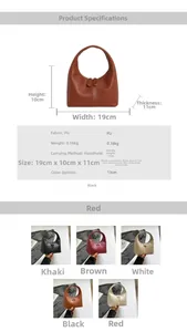 Detailed chart showing mini Hobo bag dimensions 19x11x10cm and five color options