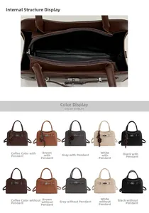 Detail view of large capacity tote bag internal structure and multiple color options