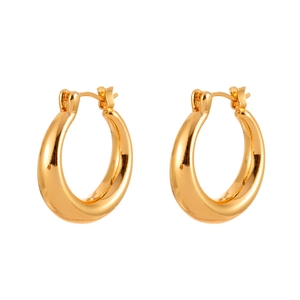 Elegant gold-plated minimalist waterdrop huggie hoop earrings with a polished mirror finish