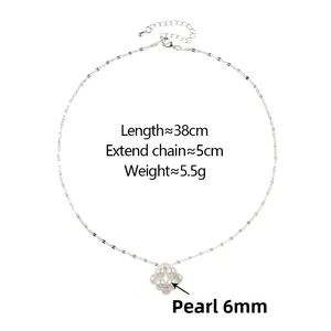 Detail of pearl grape cluster pendant necklace with 38cm silver chain and 5cm extender