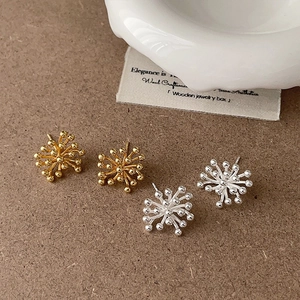 Firework Stud Earrings Radial Starburst Copper Dandelion Design Retro High-End Minimalist Jewelry For Women Elegant