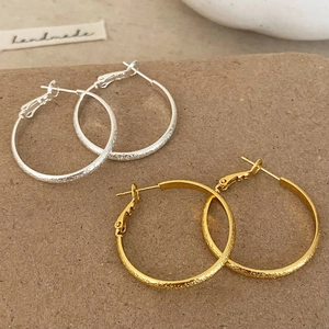 Frosted Texture Copper Hoop Earrings 18K Gold Silver Plated Geometric Circle Minimalist Luxury Fashion Jewelry For Women