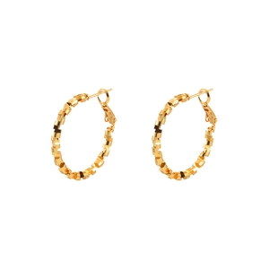 Luxurious 18K gold layered geometric hoop earrings with modern textured shadow effect