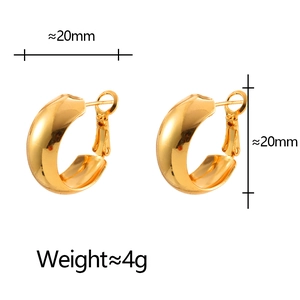 Minimalist geometric gold C-shaped hoop earrings with polished finish, 20mm diameter